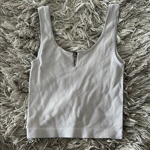 Light gray Sleeveless Fitted Crop Tank Top